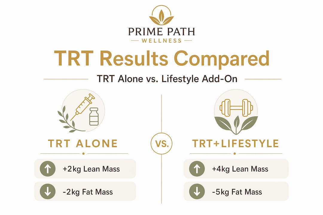 Infographic comparing TRT alone versus with lifestyle changes