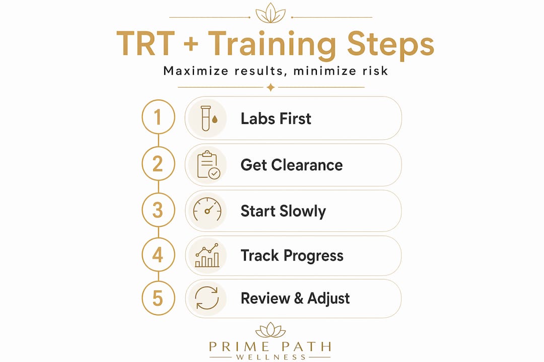 Step-by-step infographic for TRT and strength