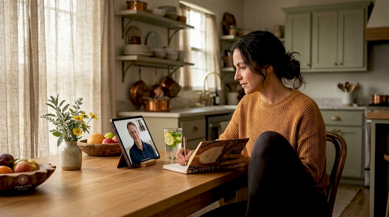 Patient using telehealth for weight loss consult