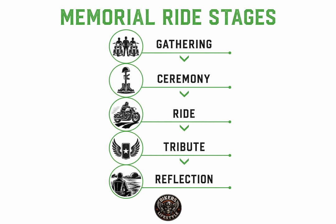 Infographic showing stages of memorial rides