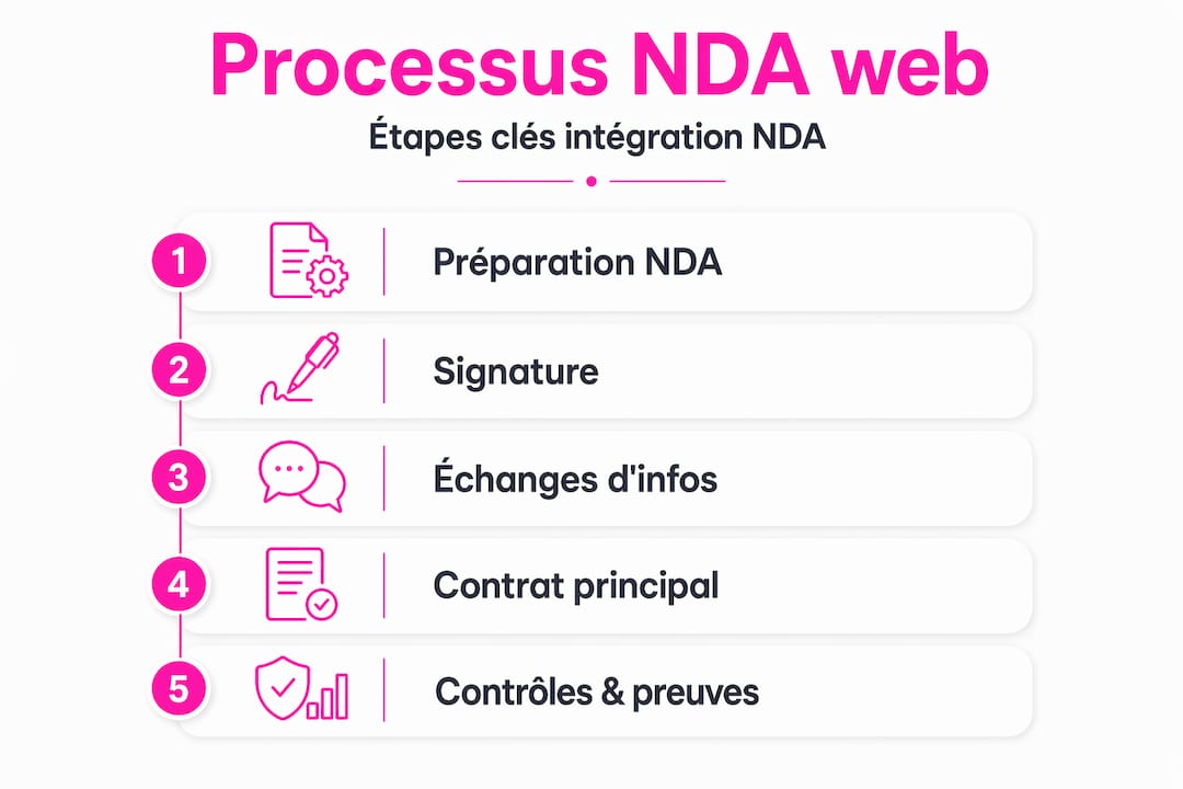 Schéma du parcours de confidentialité (NDA) dans un projet web