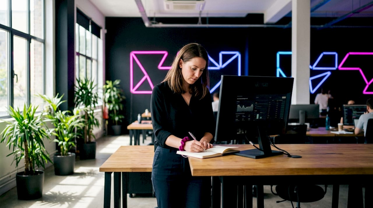 Des mains de femme saisissent des données sur un ordinateur pour assurer la gestion des stocks.