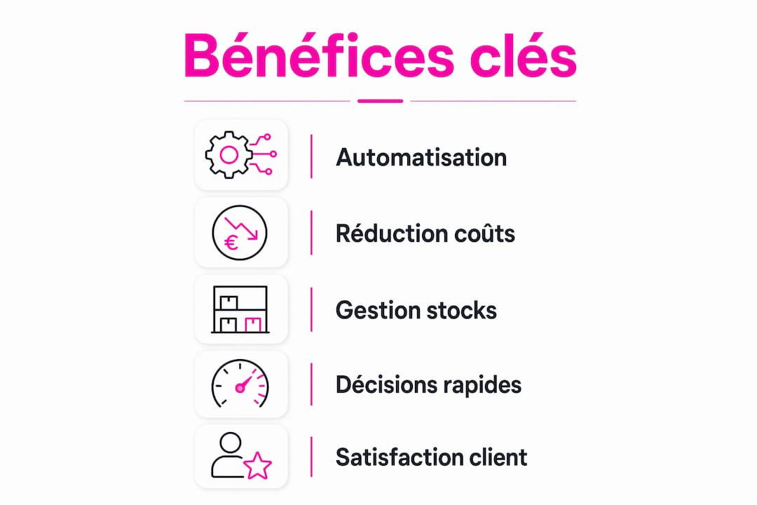 Visuel présentant les avantages de connecter votre boutique en ligne à un système ERP