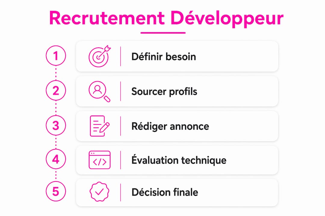 Les différentes étapes clés du recrutement d’un développeur en une infographie