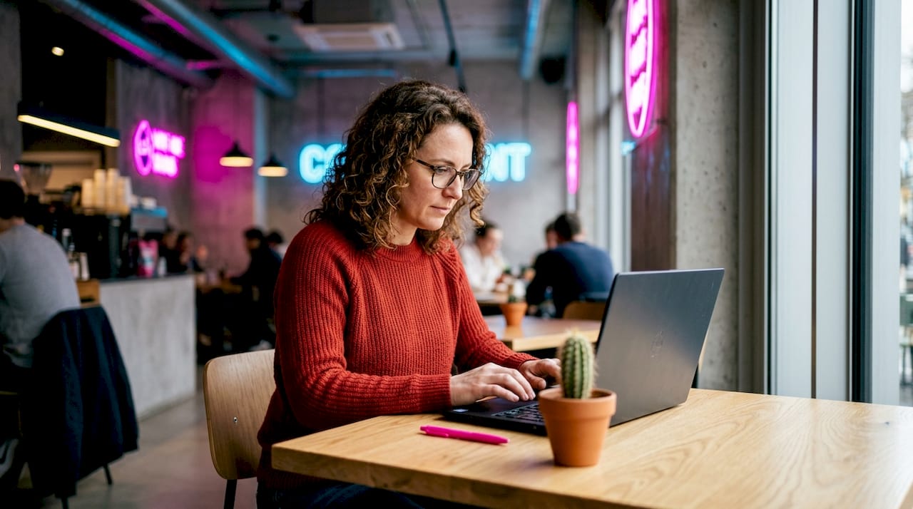 Une femme en train de configurer l’accès technique à une marketplace