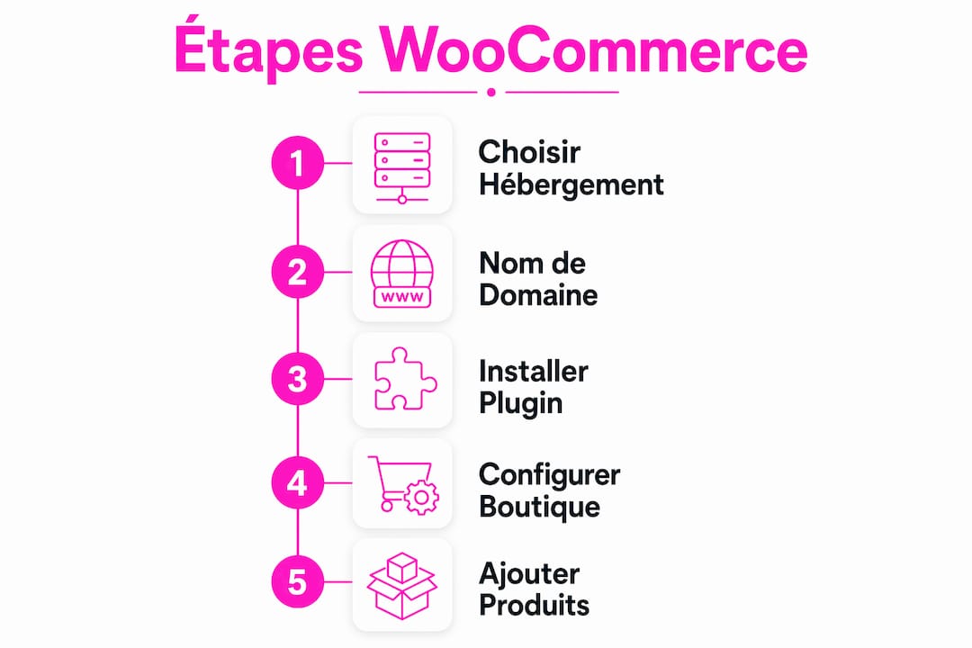 Les différentes étapes clés pour créer votre boutique WooCommerce en un coup d'œil