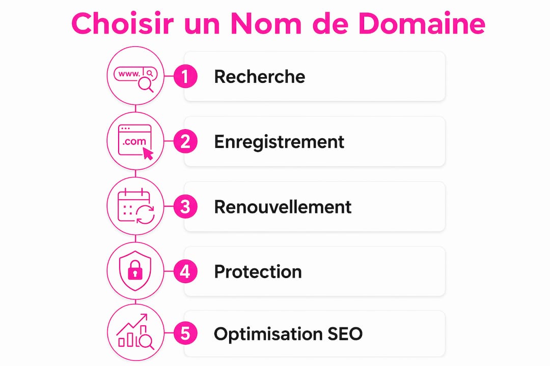 Infographie : les étapes clés pour bien choisir son nom de domaine