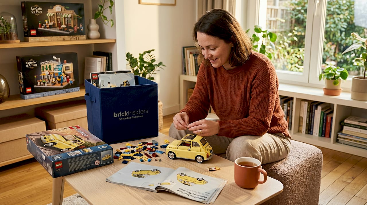 Passionnée de LEGO, une adulte s’amuse à monter un nouveau set pièce par pièce.