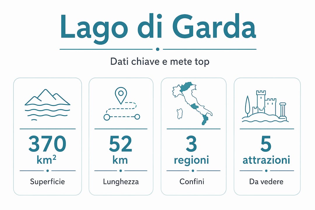 Scopri il Lago di Garda: numeri, curiosità e le attrazioni da non perdere raccolte in un’infografica