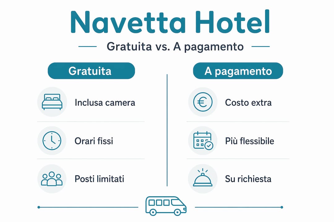 Infografica: differenze tra servizio navetta gratuito e a pagamento