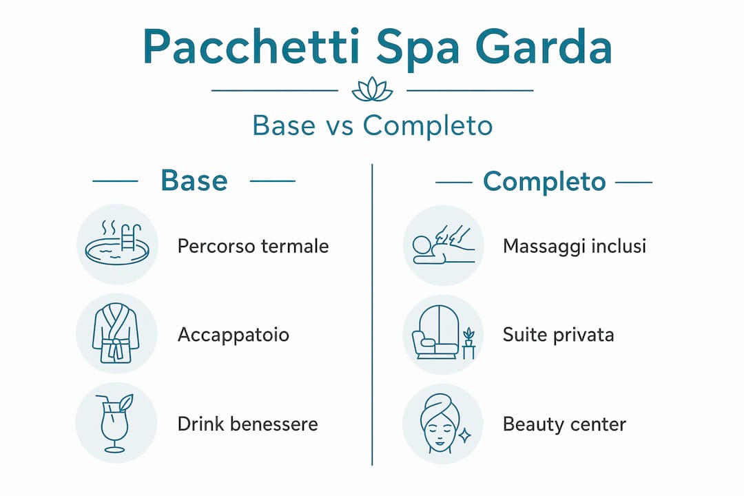 Infografica: scopri le differenze tra il pacchetto spa base e quello completo