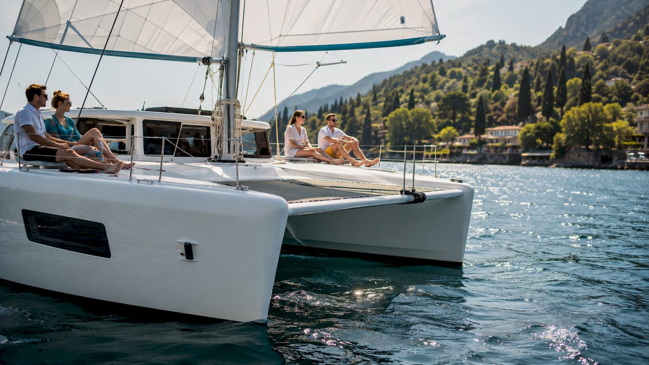 Estate sul Lago di Garda: turisti che si godono una gita in catamarano