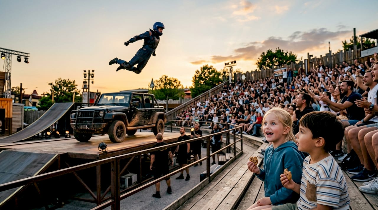 Spettacolo dal vivo con acrobazie mozzafiato al Movieland Park di Lazise