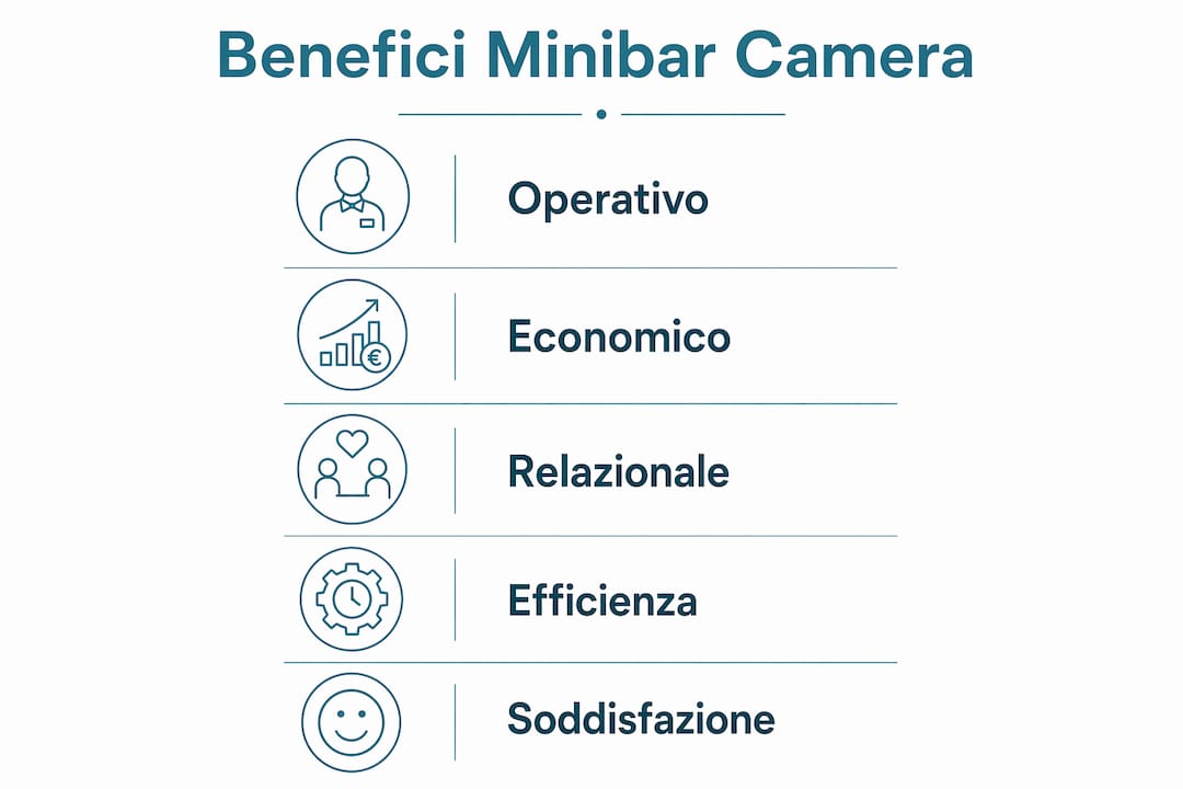 Infografica sui principali vantaggi di avere un minibar in camera