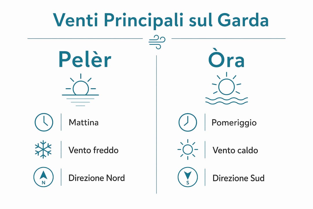 Infografica: confronto tra i venti Pelèr e Òra sul Lago di Garda