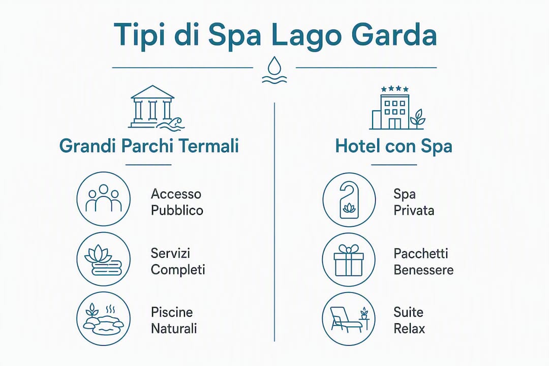 Infografica comparativa delle migliori spa sul Lago di Garda suddivise per categoria