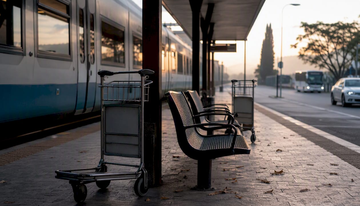 Banchina della stazione ferroviaria nei pressi del Lago di Garda
