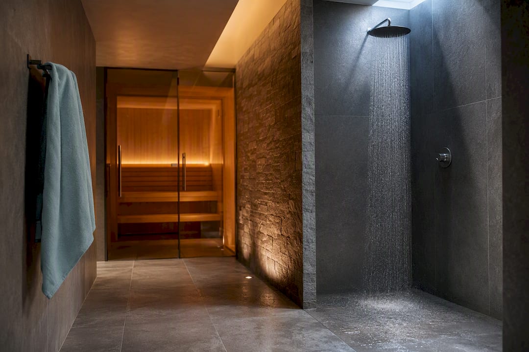 Sauna e doccia fredda nel percorso termale