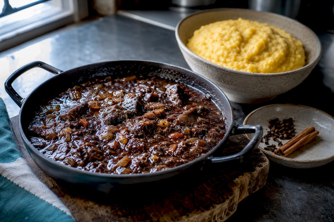 Pastissada de caval servita con polenta