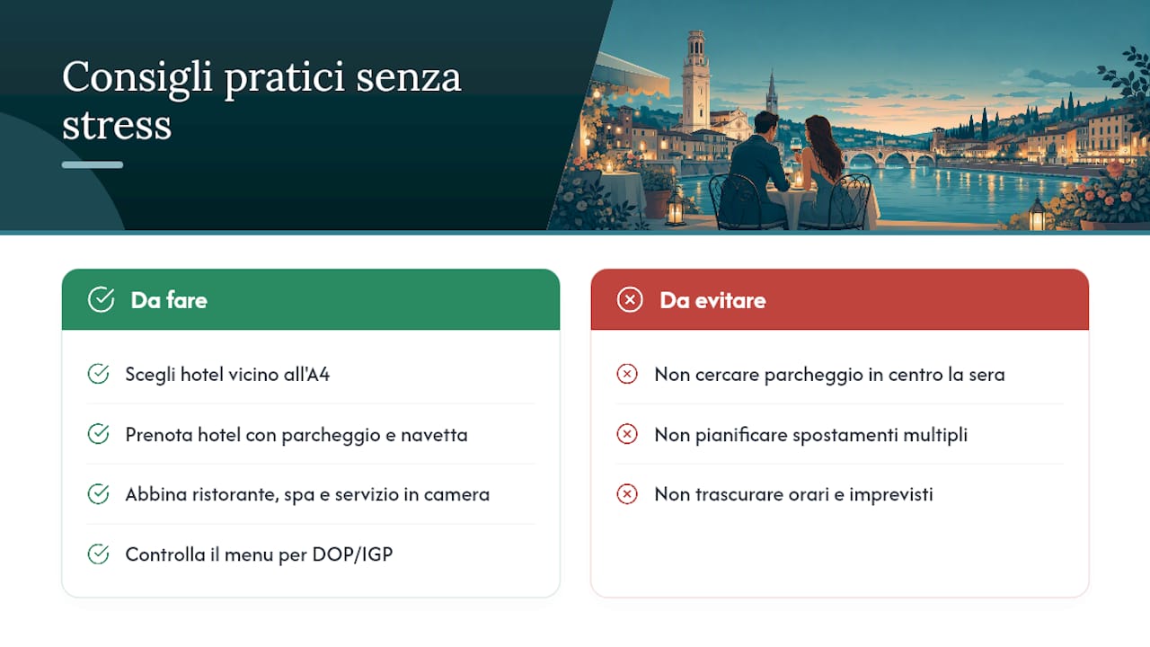 Consigli pratici per una serata senza stress — overview diagram