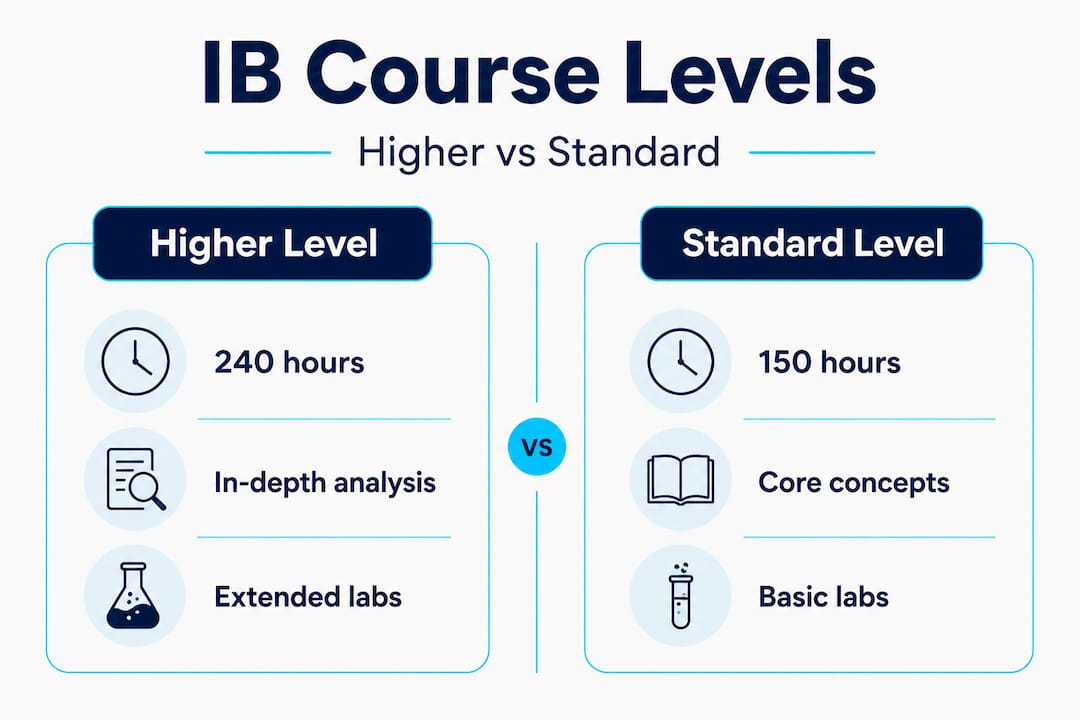 Infographic comparing IB Higher and Standard Levels