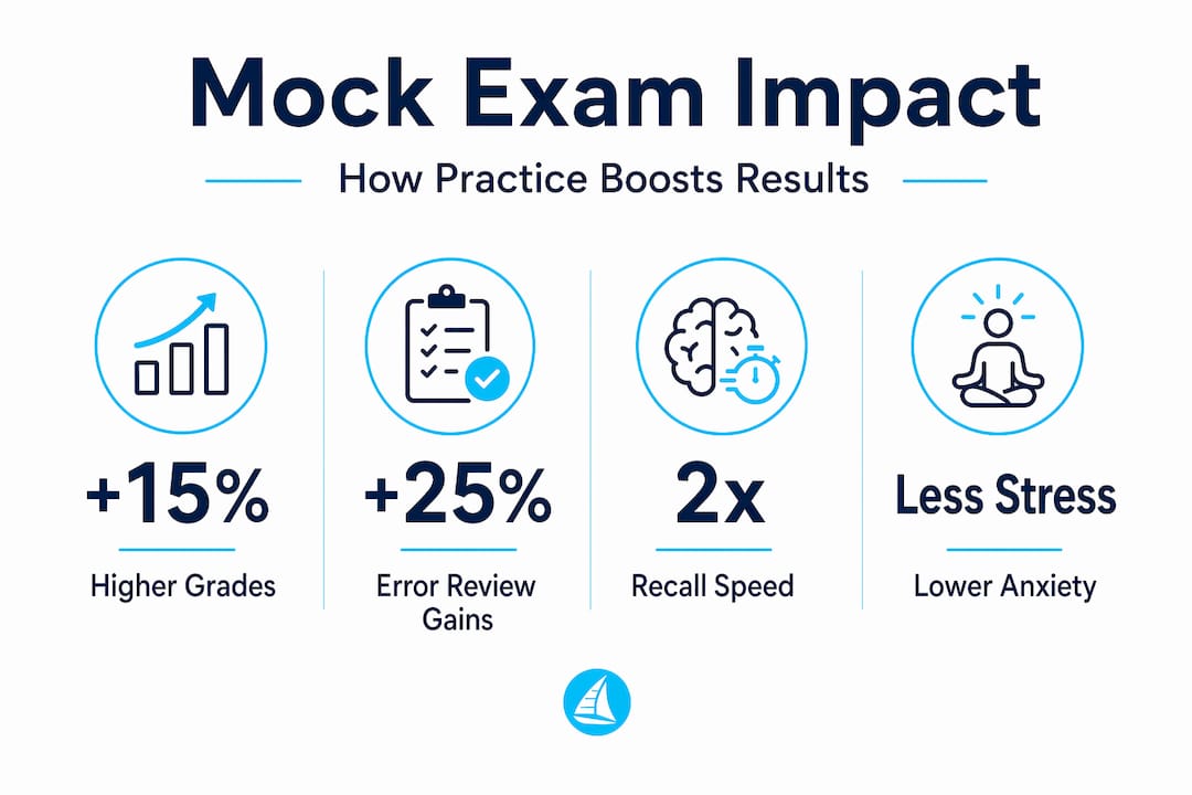Infographic with key mock exam performance statistics