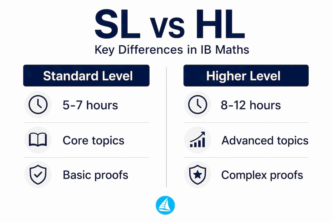 Infographic comparing Maths IB SL and HL