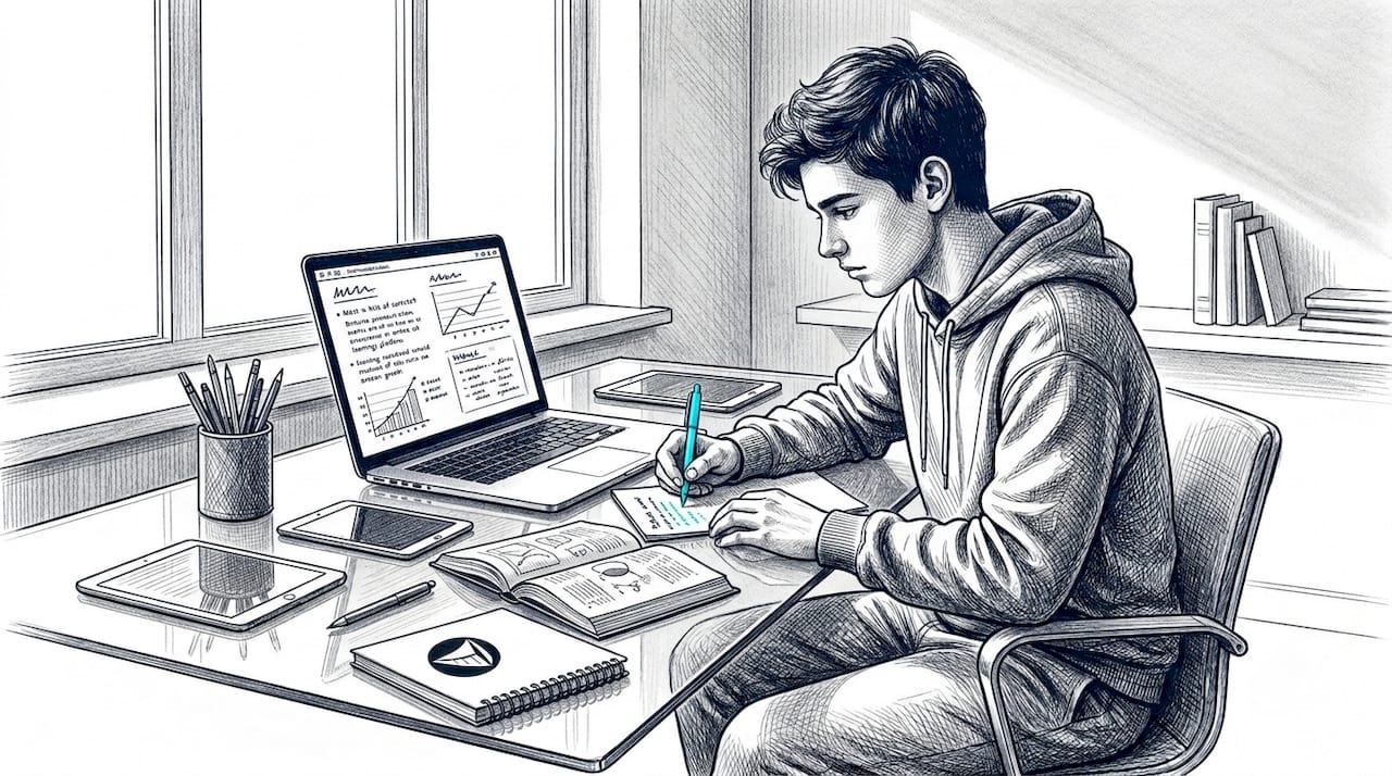 Student using IB science online platform