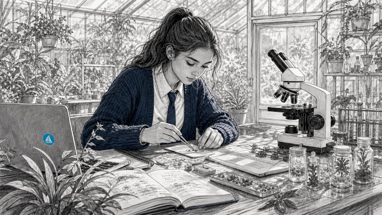 Student doing biology IA experiment in lab