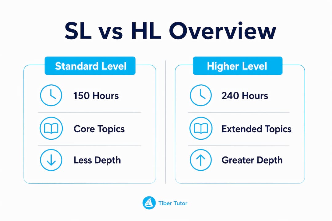 Infographic comparing IB Chemistry SL and HL differences