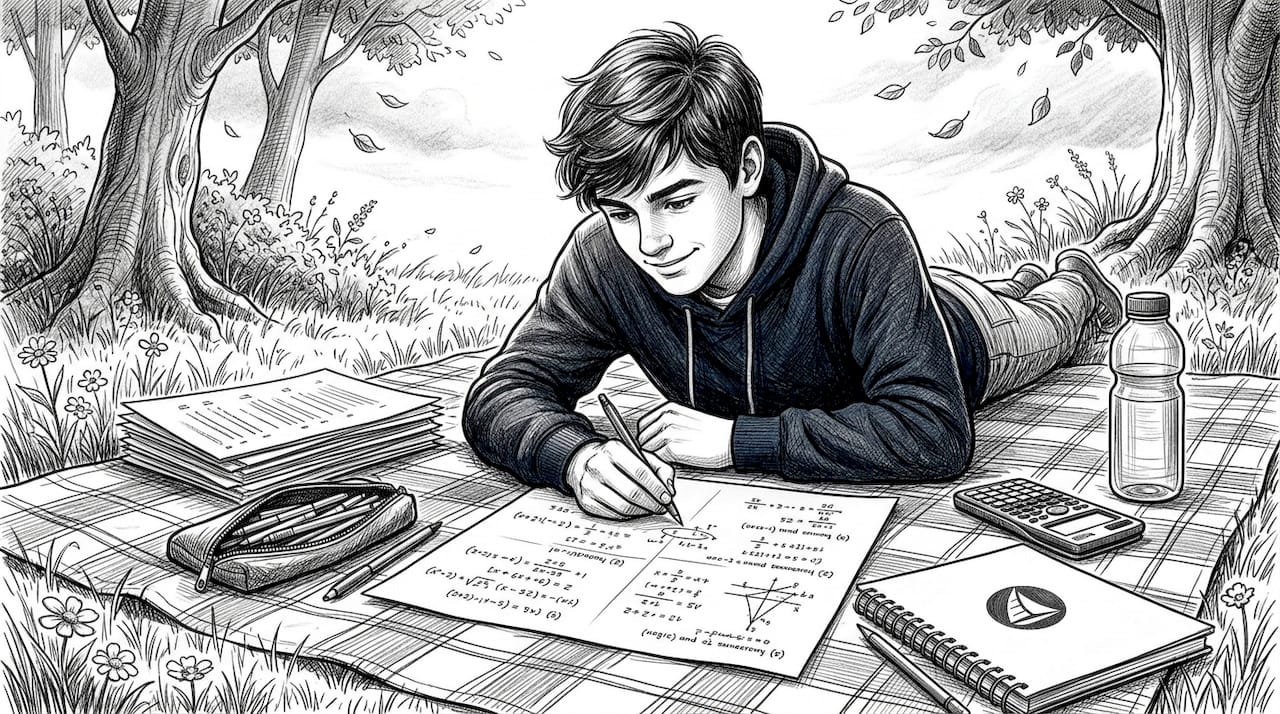 Student writing on IB Maths mock exam paper