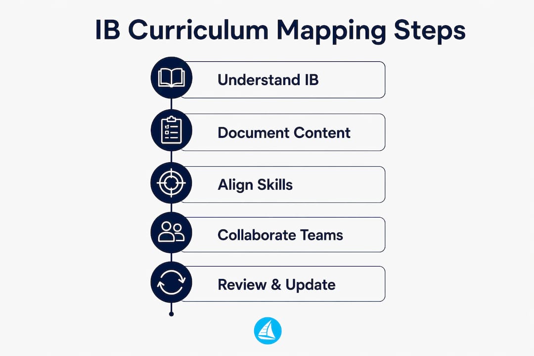 Infographic showing IB curriculum mapping steps