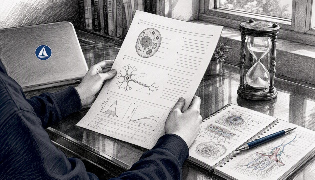 Student’s hands reviewing IB Biology test papers