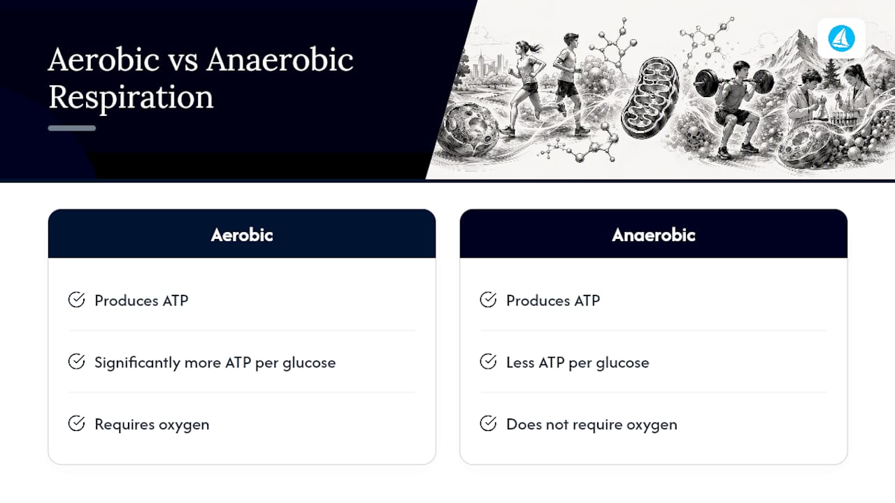 Diagram comparing aerobic and anaerobic respiration
