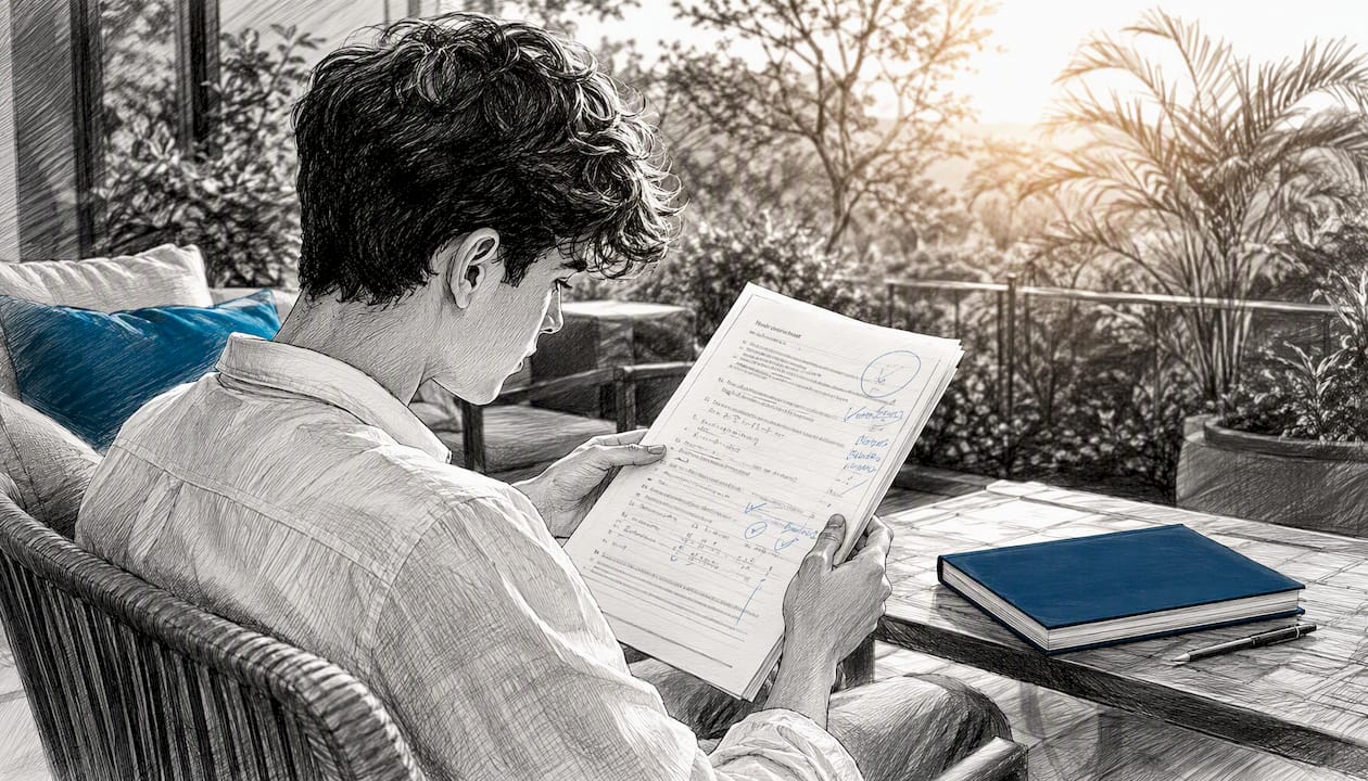 Student holding marked mock exam paper