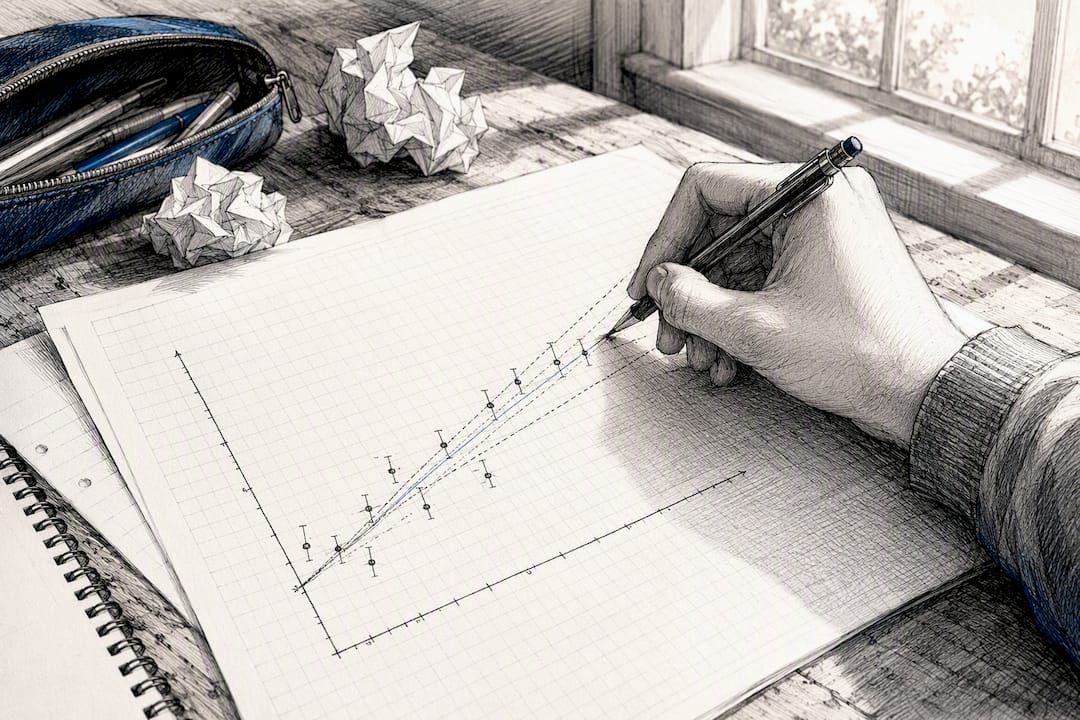 Hand drawing uncertainty lines on graph