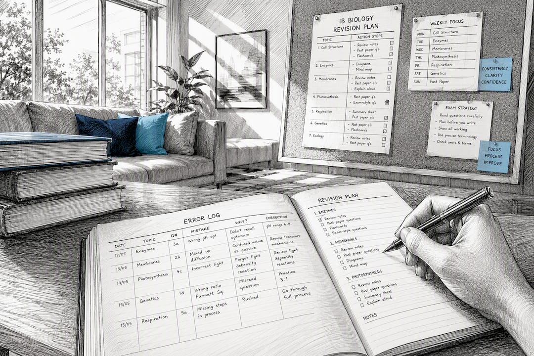 Student hand writing revision error log
