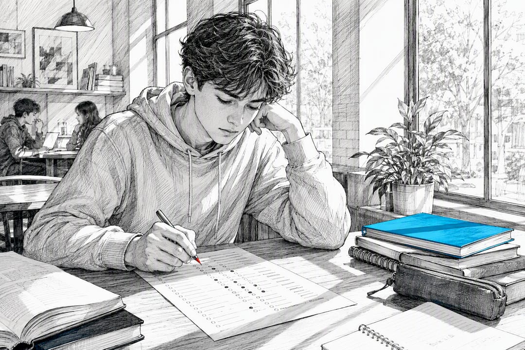 Student hands self-marking chemistry exam paper