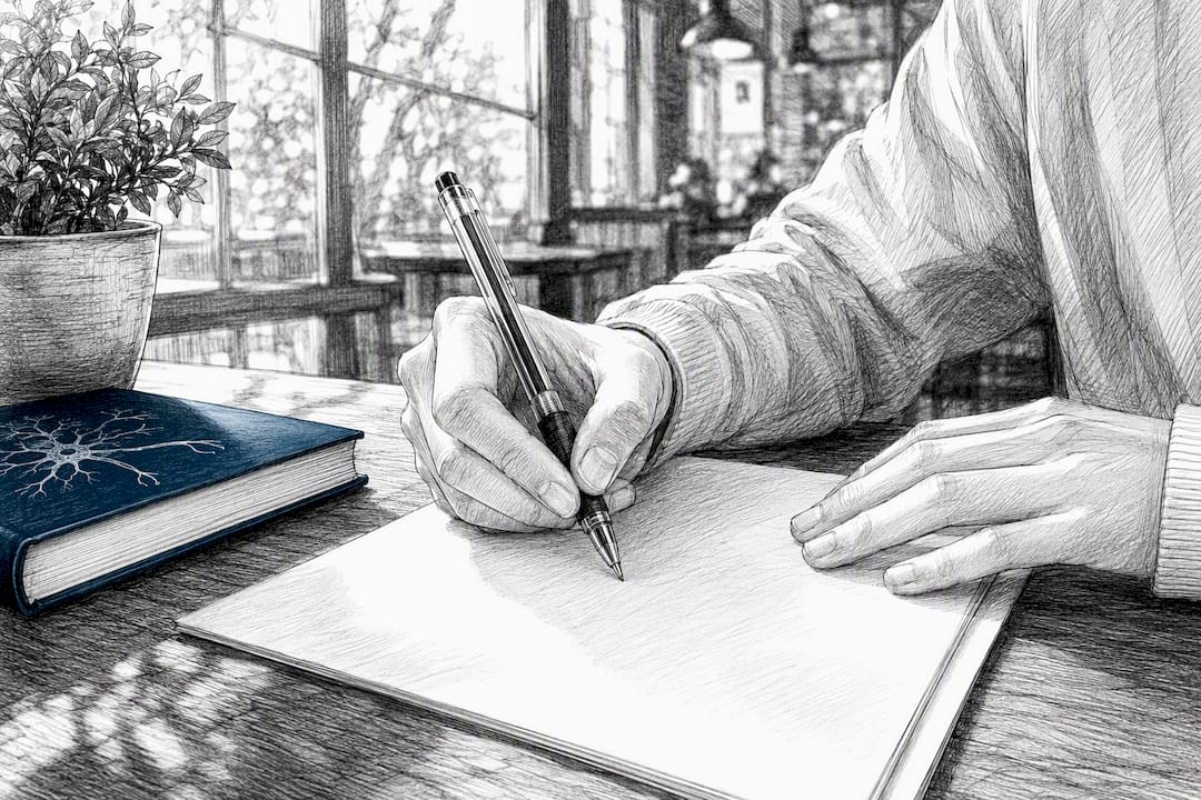 Student hands marking biology exam answers