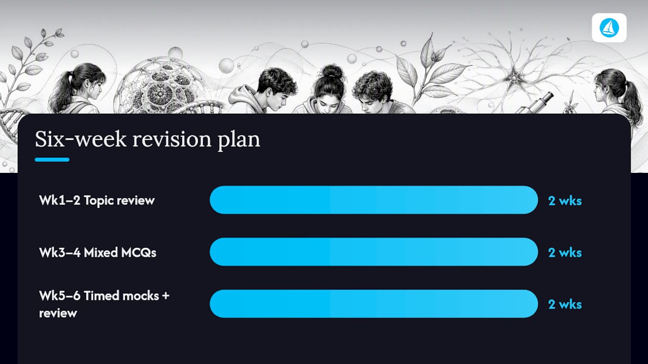 Diagram of revision plan with error categories and study steps
