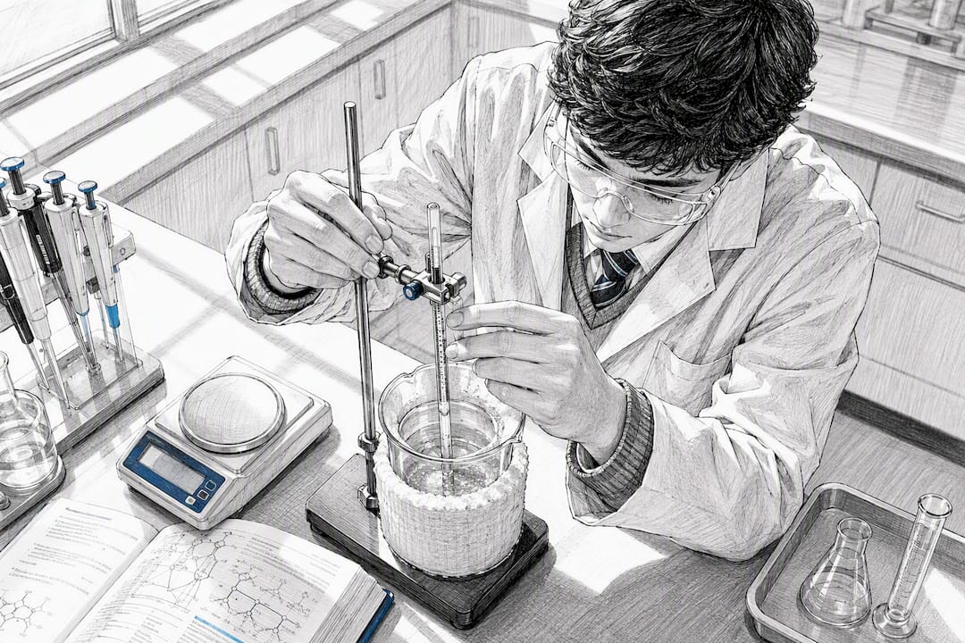 Student hands setting up calorimetry apparatus