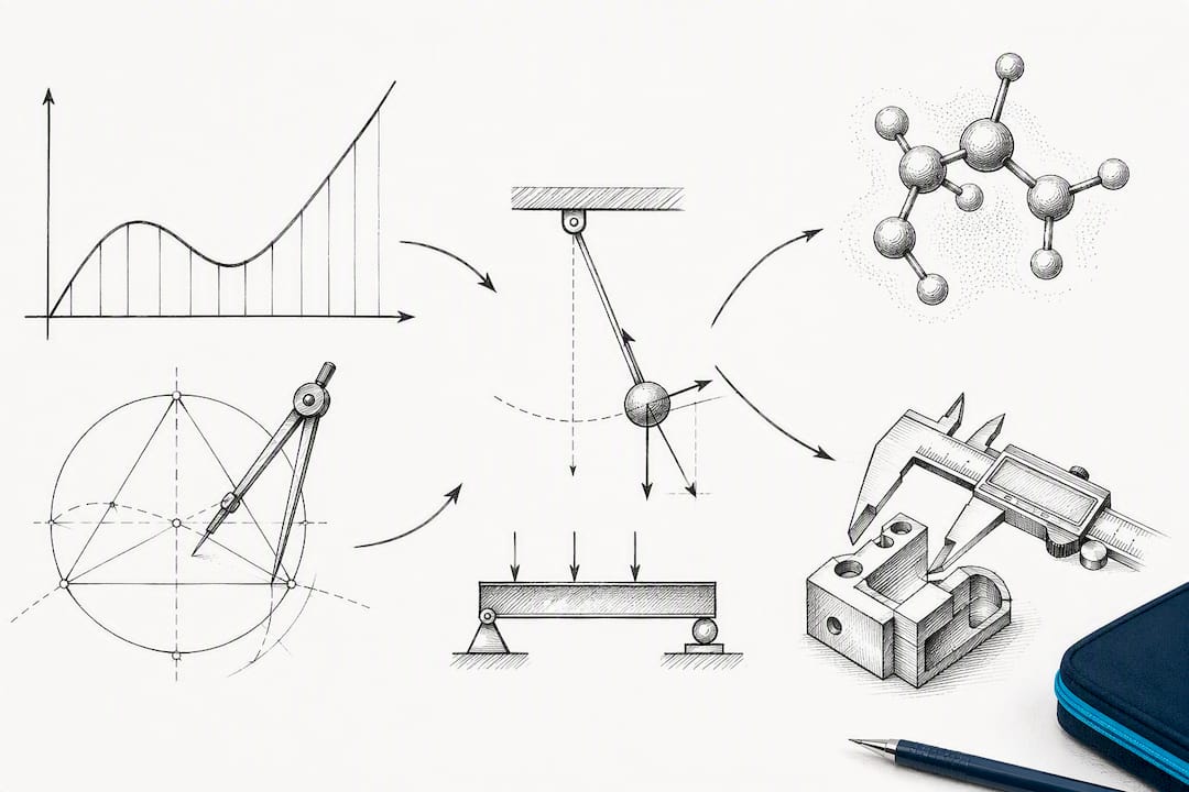 Math physics interdisciplinary pathway illustration