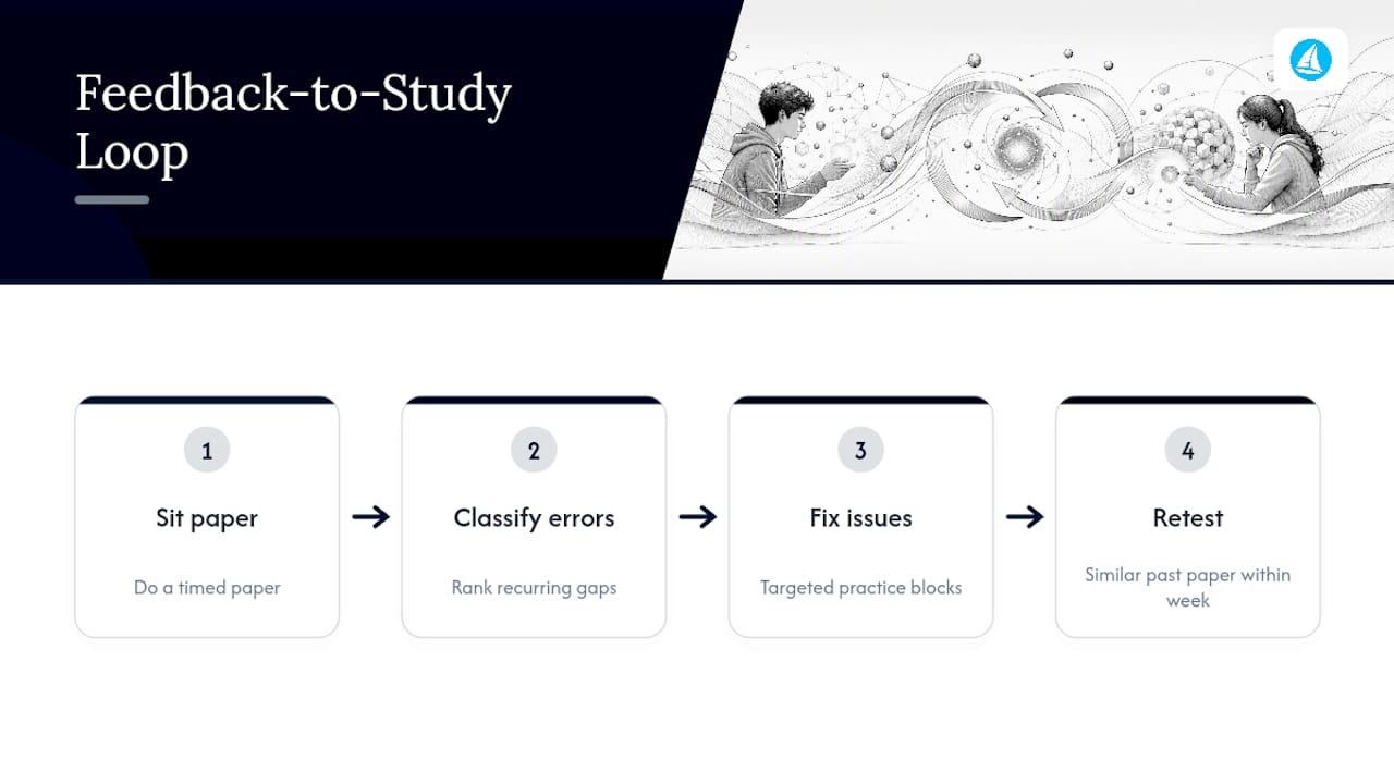 Four-stage exam feedback and retest loop