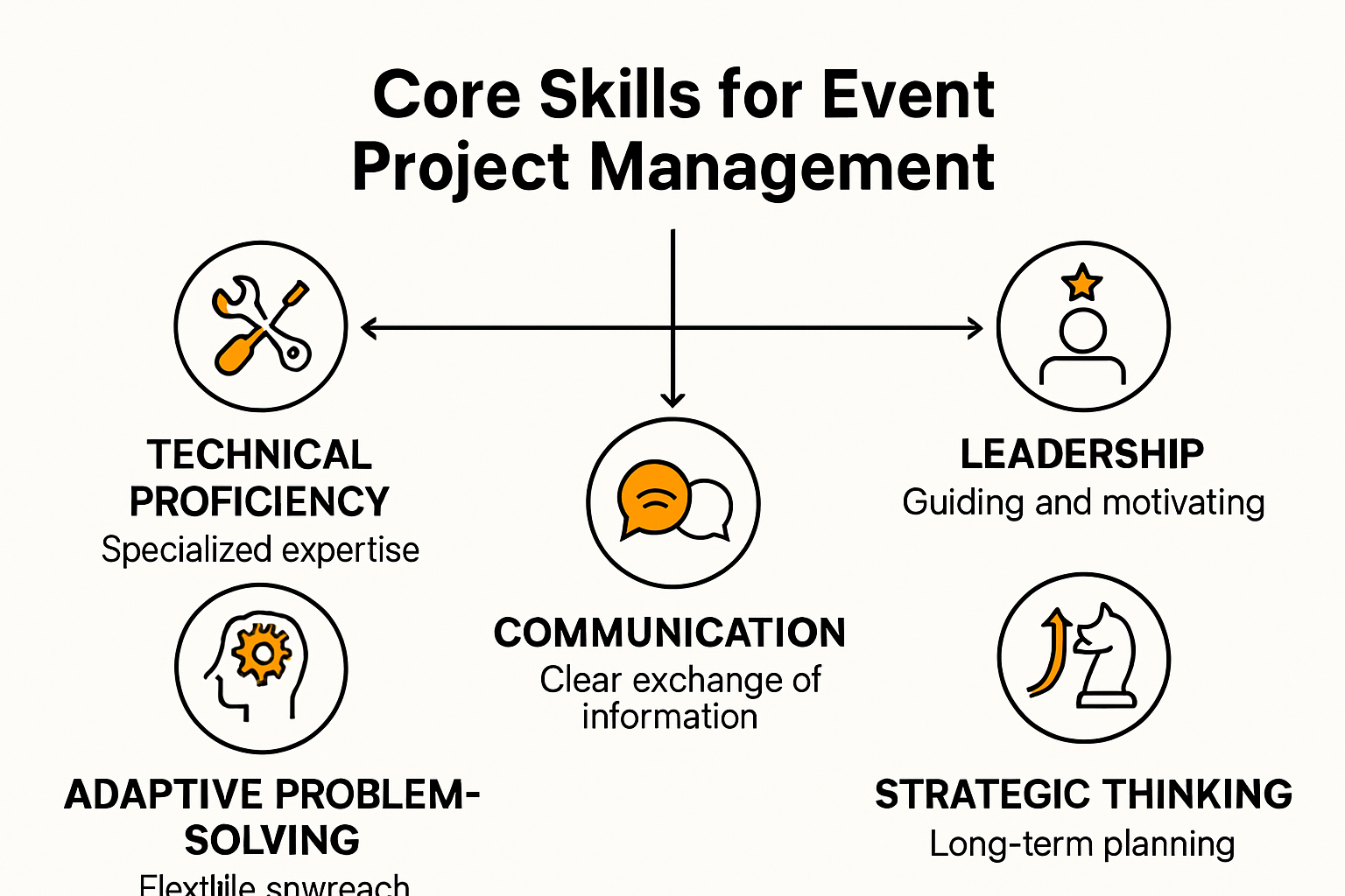 Infographic showing core skills for event project management