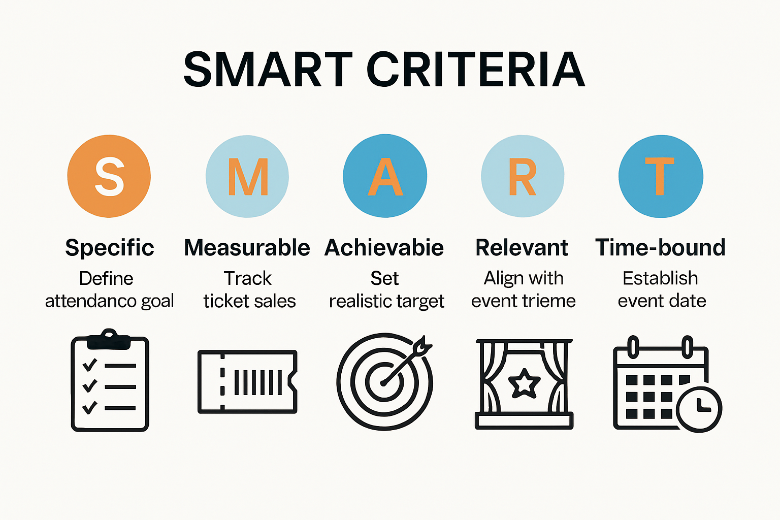 Infographic of event goal SMART criteria steps