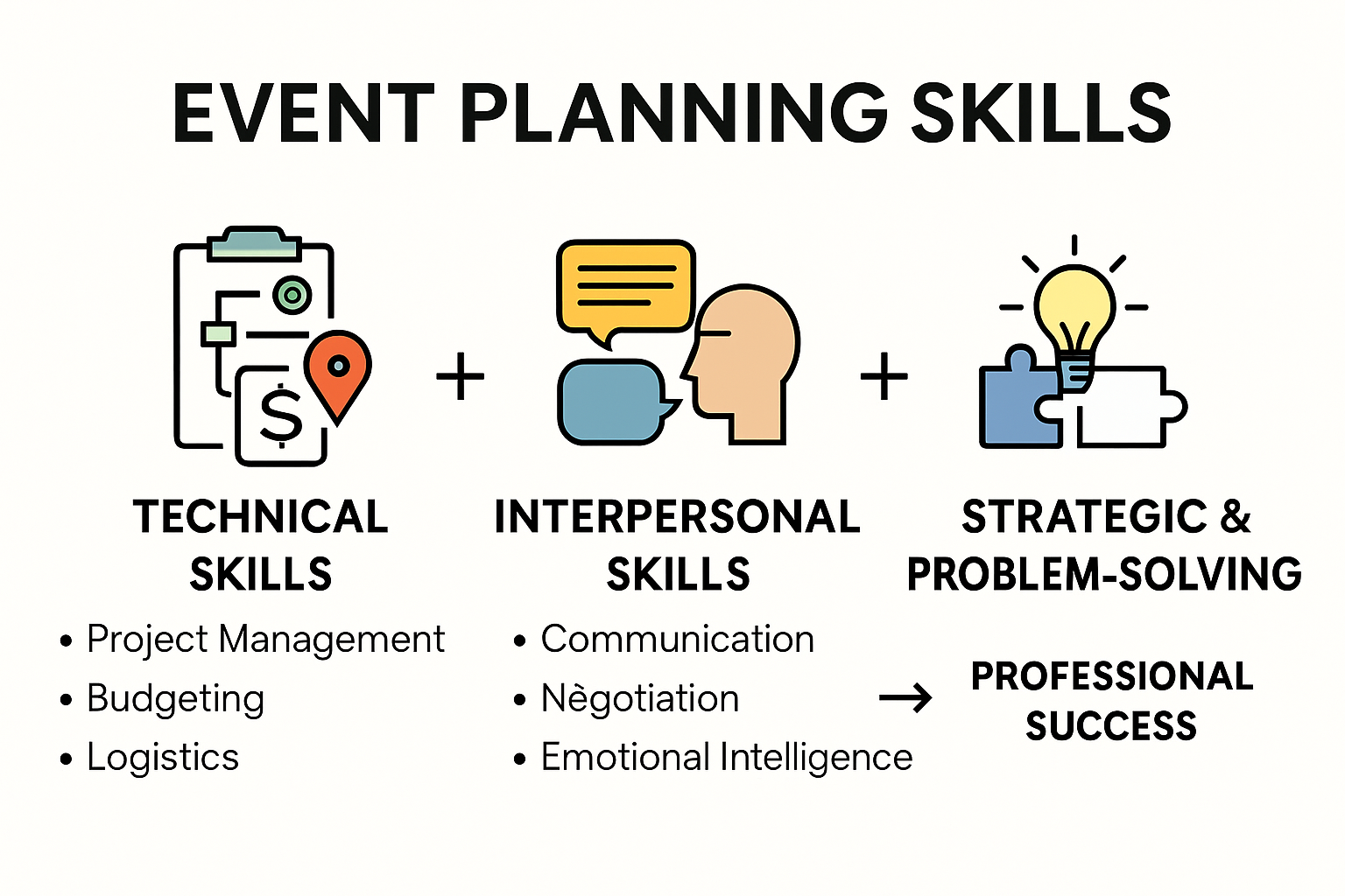 Infographic outlining key event planning skills