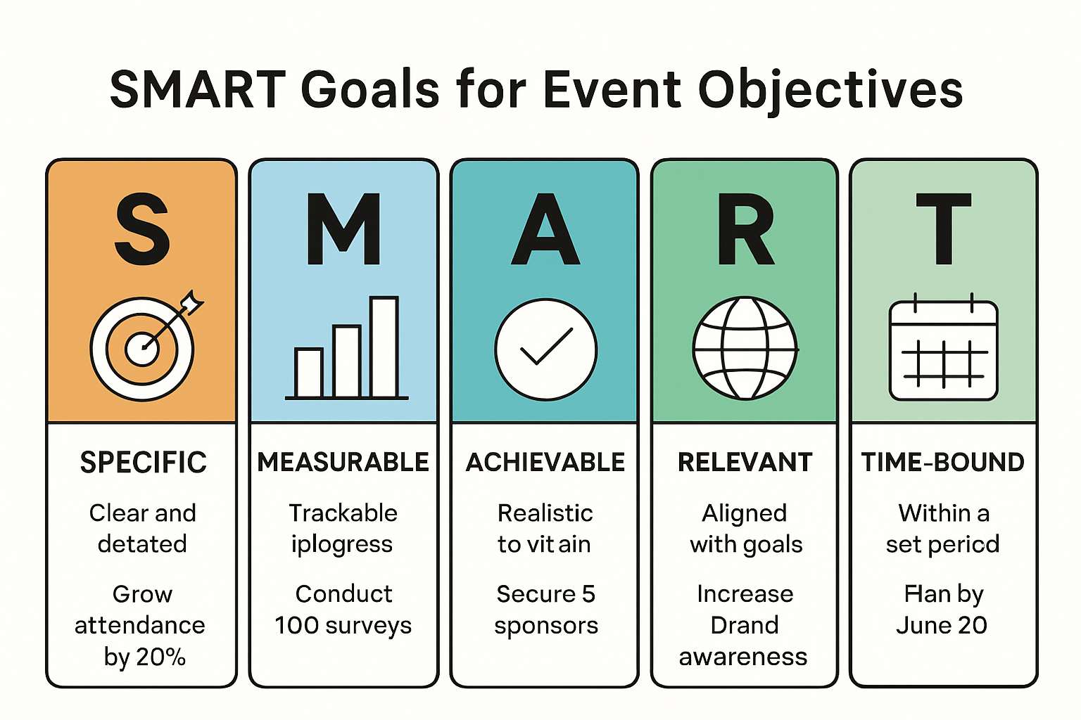 Infographic visualizing SMART event objectives framework