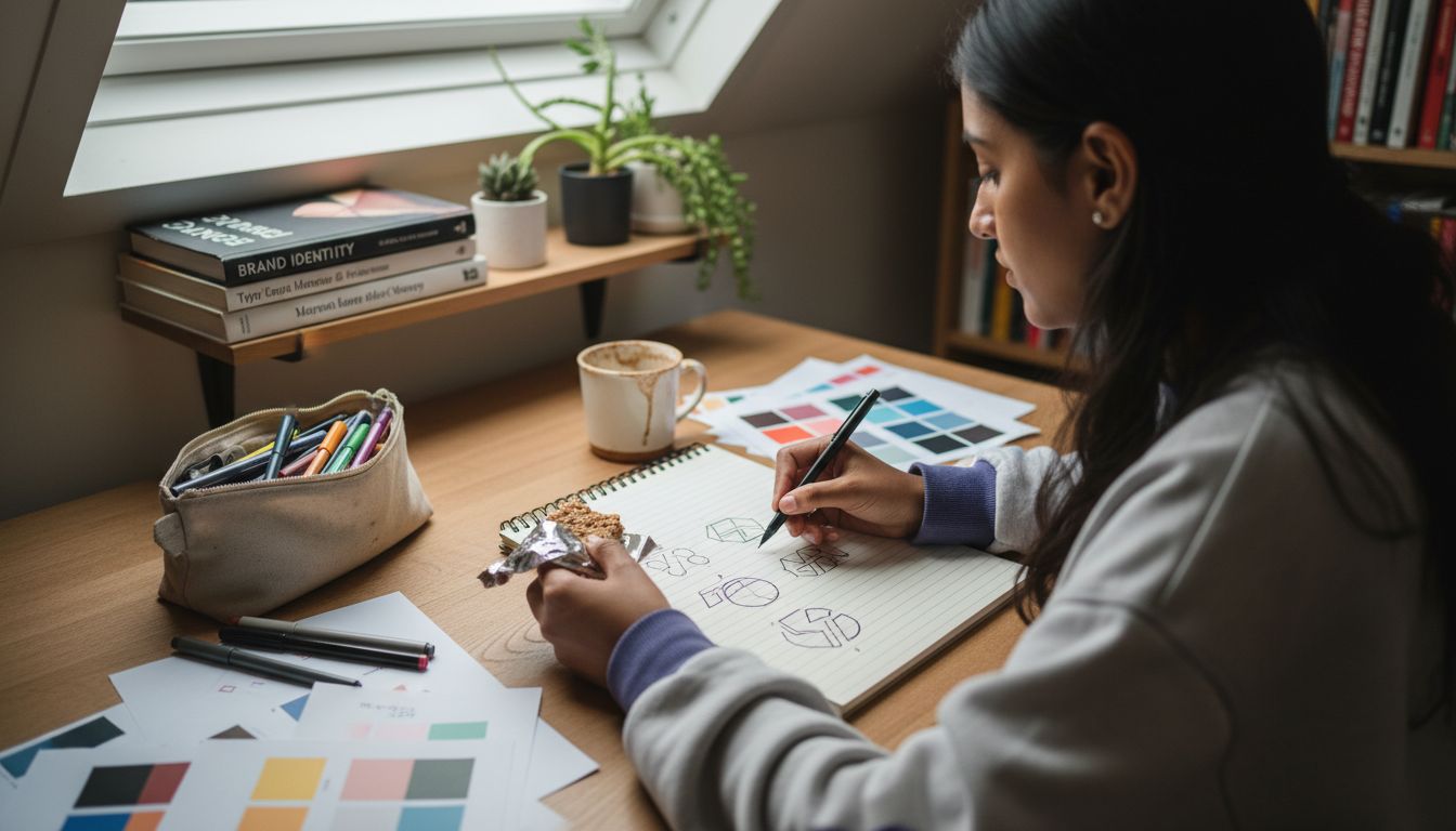 Designer sketching initial event logo