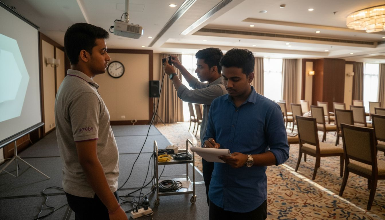 Corporate event setup in Bangalore ballroom