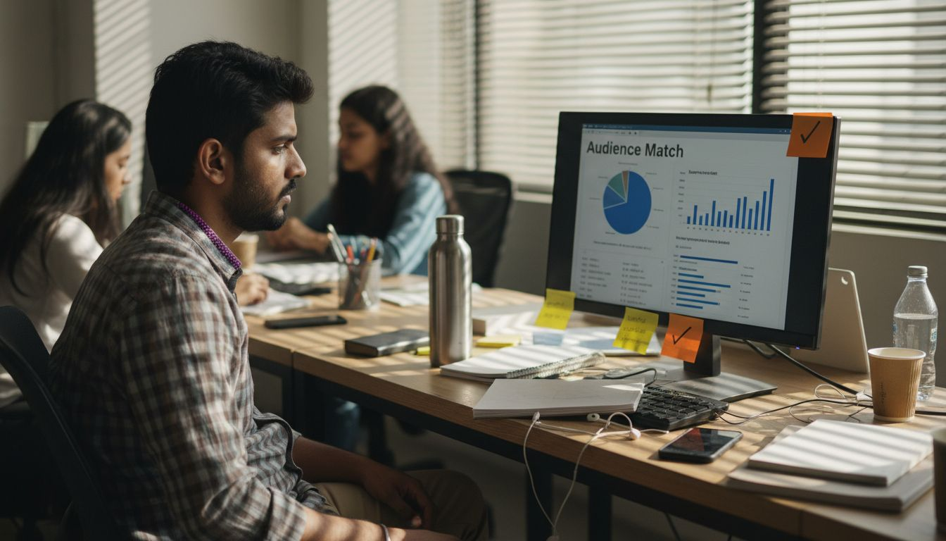 Event marketer assessing influencer statistics